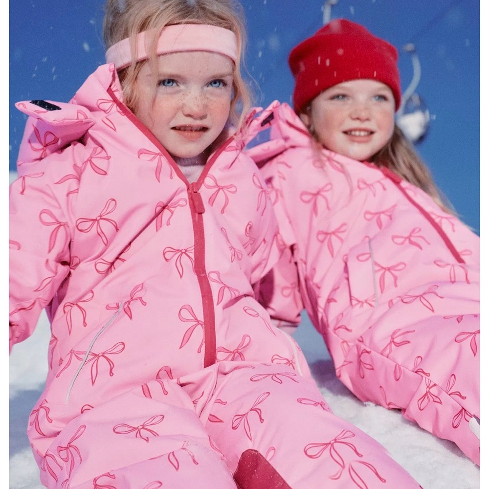 Zara Pink Bow Print Ski suit